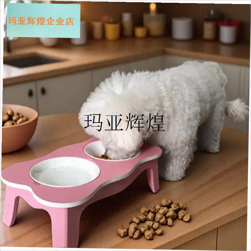 木制宠物碗架泰迪l狗碗狗盆猫碗架猫饭盆双碗狗狗餐桌宠物双碗食,