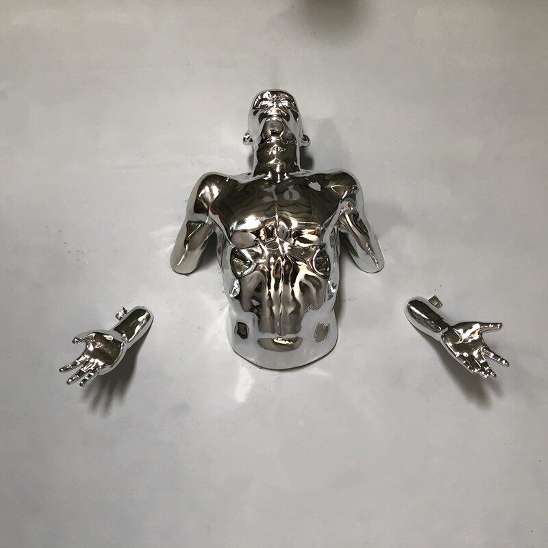 创意3D玻璃钢雕塑人物壁挂饰酒吧会所展厅餐饮店美陈模型定制设计