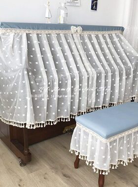 电子钢琴罩蓝色定制质罩花全五叶仙半罩防尘灰简单纱罩立式钢琴约