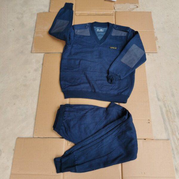 库存正品蓝色绒衣裤老式03绒衣绒裤V领天空蓝加绒保暖加厚套装