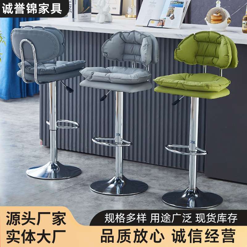 家用布艺高脚凳办公椅酒吧椅靠背旋转餐椅靠背椅旋转椅商用吧台