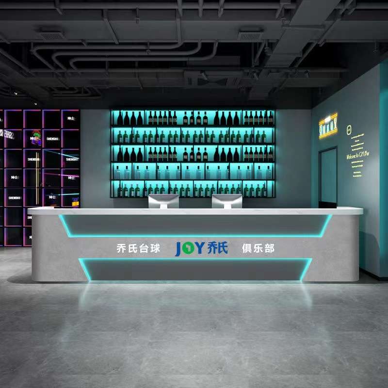 网红台球厅餐饮店酒吧前台接待台俱乐部健身房KTV收银柜台轻奢风