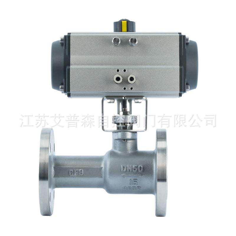 不锈钢一体式高温阀门Q641M-16P气动调节高温气体蒸汽法兰球阀