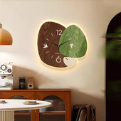 Card yue创意树叶客厅挂钟现代餐厅创意壁挂时钟静音免打孔钟表
