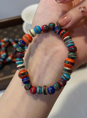 极速尼泊尔牦牛骨汉堡p珠手链文玩时尚饰品佛珠手串简约百搭礼物T