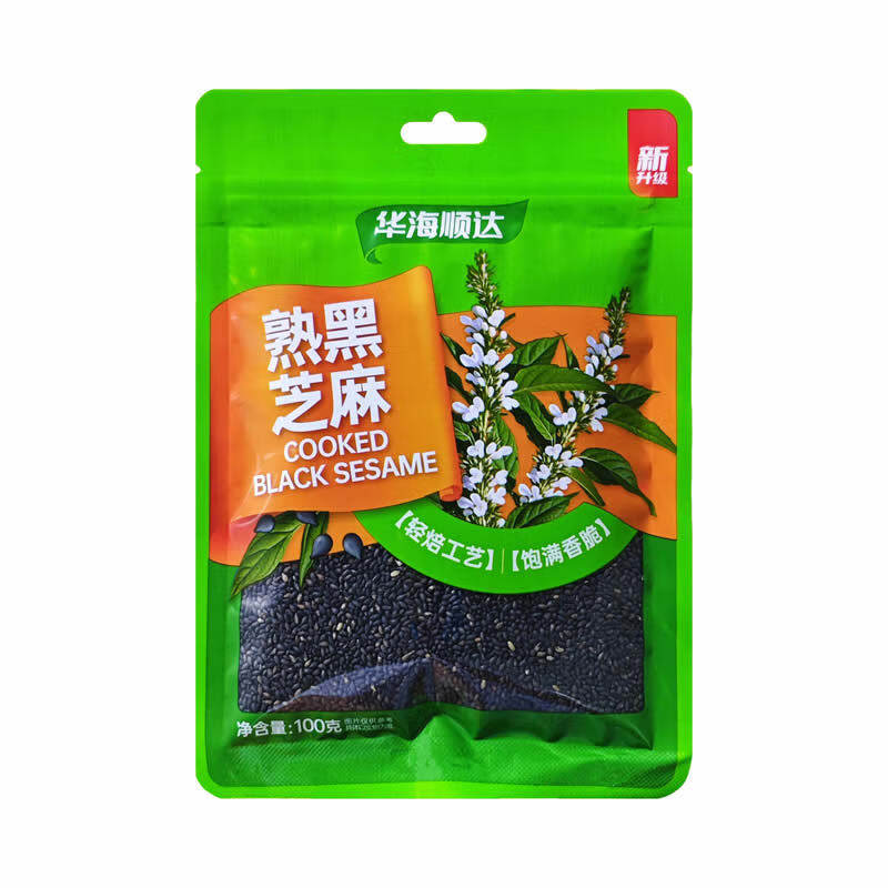 华海顺达 熟黑芝麻100g/袋 免洗即食家用调味烘培干净无沙家用