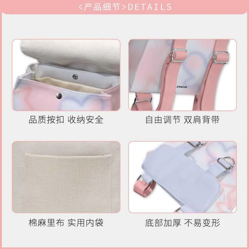 奥松原创设计师千禧咪粉色猫可爱儿通勤童帆布文创小型双肩背新品