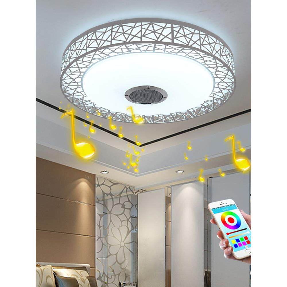 蓝牙灯音乐吸顶灯led鸟巢圆形音响灯卧室婚房灯家用智能遥控灯具