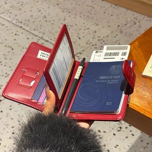 美出圈！新年护照夹钱包一体卡包过年喜庆旅行便携证件签证收纳包