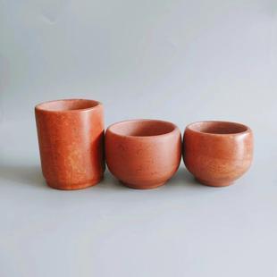 泗水天然原石红砭石茶杯子弱碱性水杯保健养生送礼品能量石主人杯