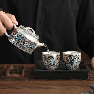 轻奢金银错泡茶器陶瓷包银家用高端送礼 鎏银掐丝茶壶功夫茶具套装