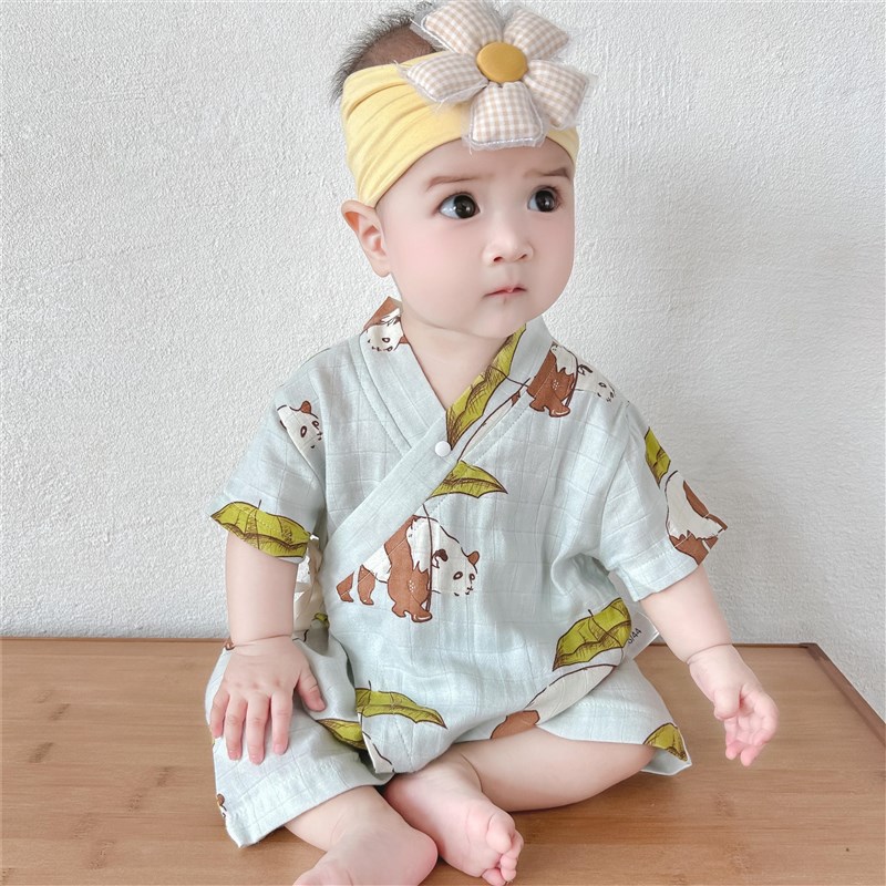 三个月8-12月夏天超薄t半袖竹棉连体衣婴儿衣服夏季薄款a类哈衣