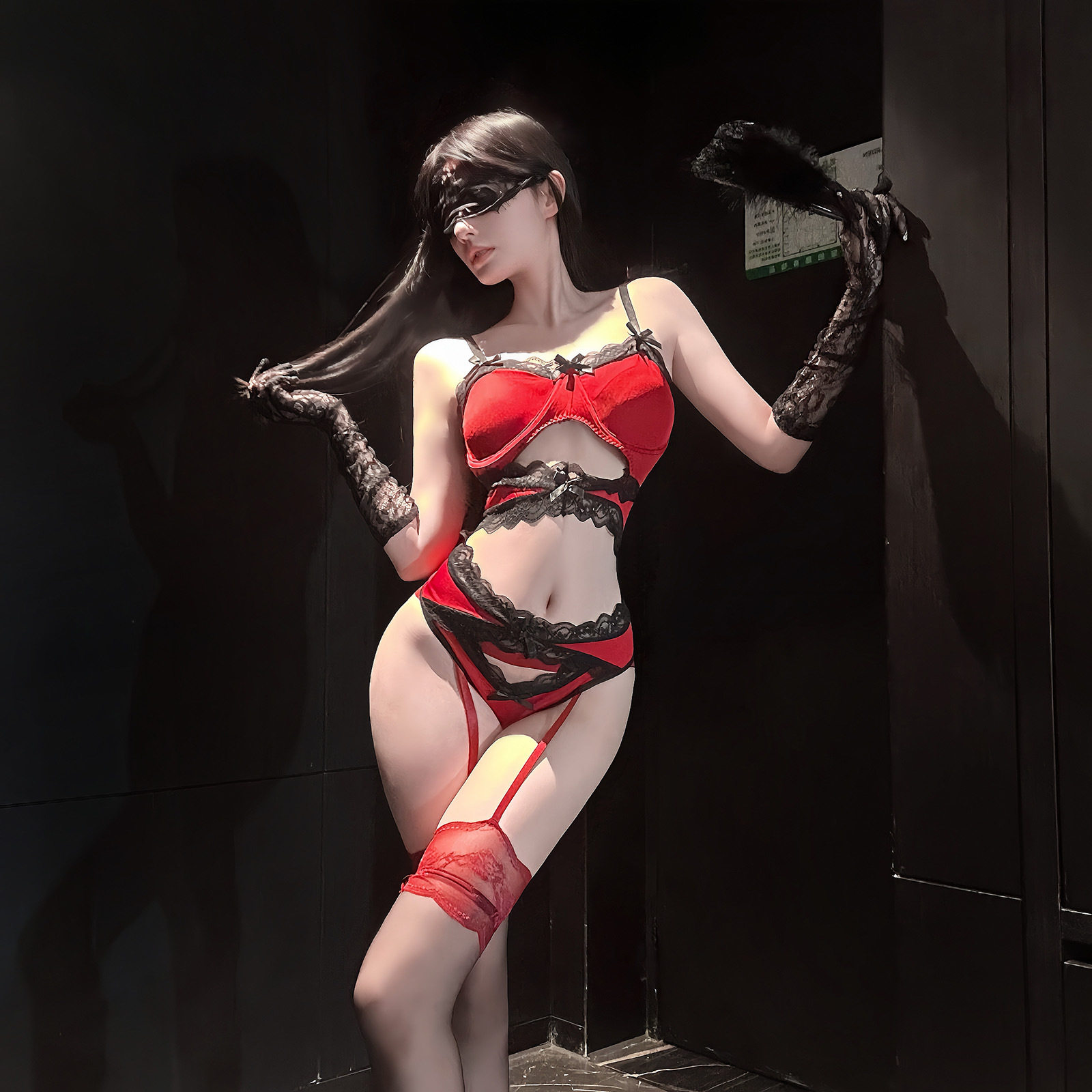 性感黑红小恶魔高级内衣战袍大胸友好露腰情侣夫妻约会辣妹连体衣,女士内衣/男士内衣/家居服,肚兜,淘宝优惠券,粉丝福利购,淘宝优惠卷