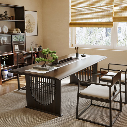 侘寂风实木茶桌现代简约