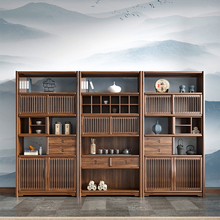 新中式实木博古架展示柜书柜老榆木多宝阁茶叶茶具柜茶室古董置物