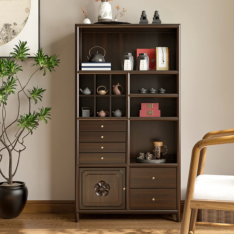 新中式茶室茶柜置物架博古架摆件展示柜茶室茶具收纳柜客厅小书柜,住宅家具,多宝格/博古架,淘宝优惠券,粉丝福利购,淘宝优惠卷