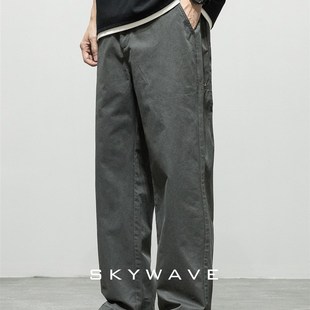 简约斜纹直筒休闲裤 210g纯棉舒适宽松透气运动裤 男士 新款 夏季 日式