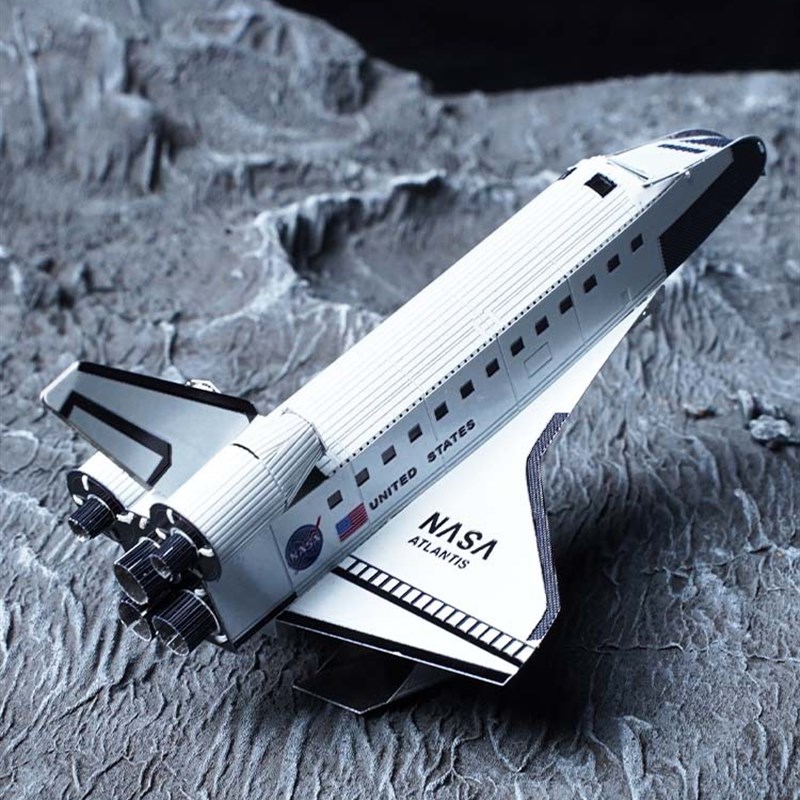 爱拼 全金属不锈钢DIY拼装模型3D免胶光刻立体拼图 彩色航天飞机