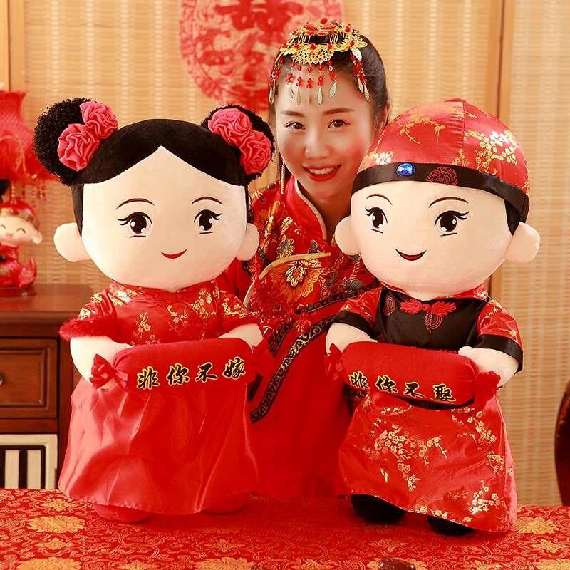 压床婚庆娃娃具情侣公仔一对E洋娃娃婚房喜庆抱枕结婚送