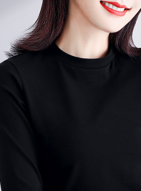 灰紫色纯棉打f底衫女秋冬内搭洋气春季上衣黑色半高领修身长袖t恤