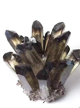 天然水晶簇晶花原石摆件黄绿白紫水晶石消磁净化办公室装饰
