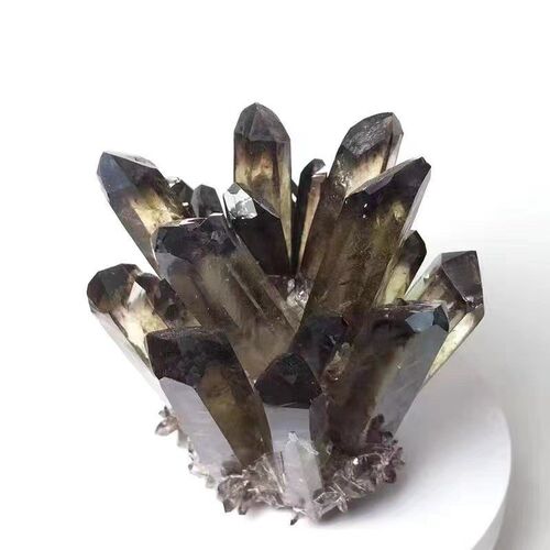 天然水晶簇晶花原石摆件黄绿白紫水晶石消磁净化办公室装饰