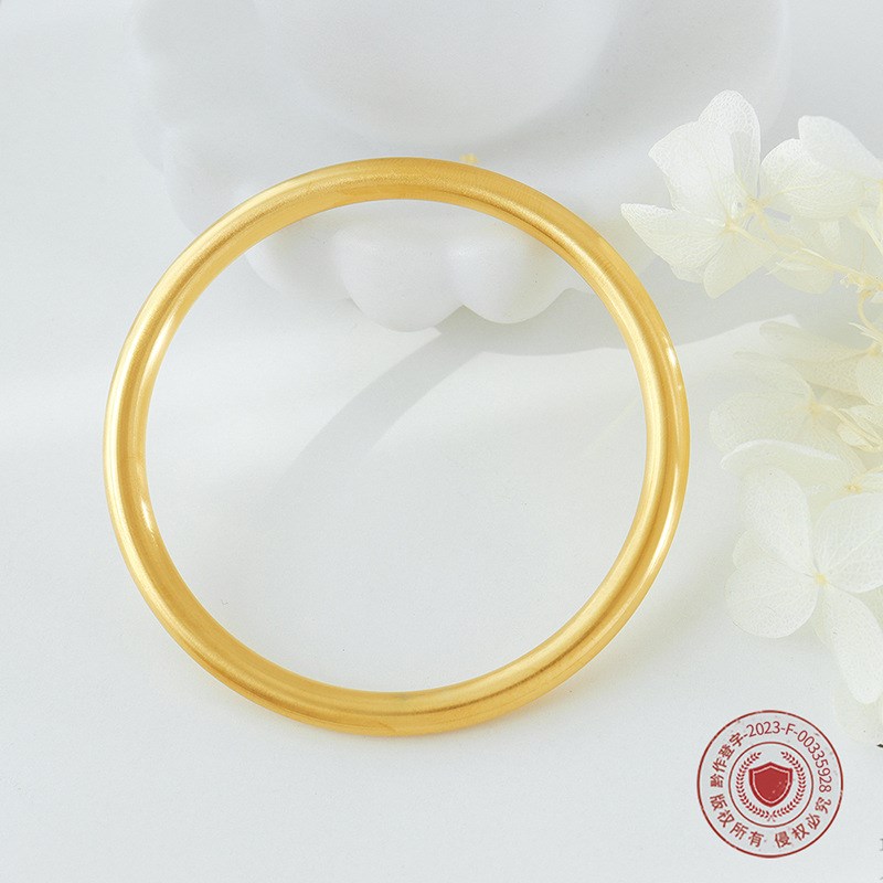 日韩小众几何复古圆圈实心磨砂素圈手镯流行饰品情侣款金属手饰