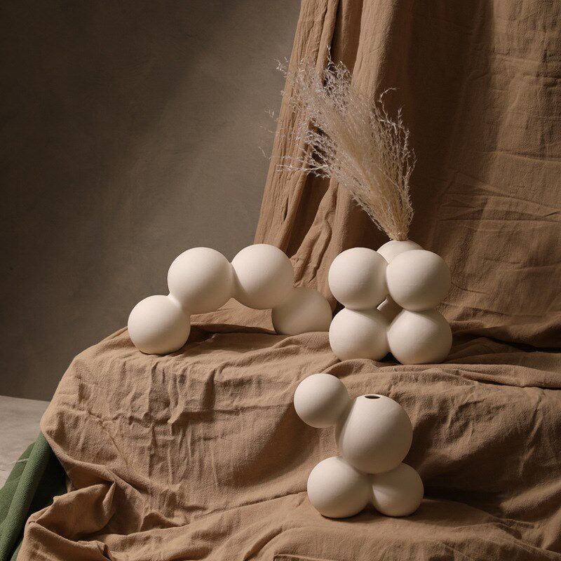 简约轻奢球球陶瓷摆件客厅办公室样板房民宿西餐厅桌面插花装饰品