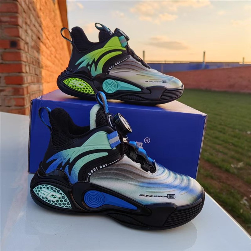 928二棉鞋男童运动鞋皮t面儿童篮球鞋子冬季实战型旋钮扣加绒跑鞋