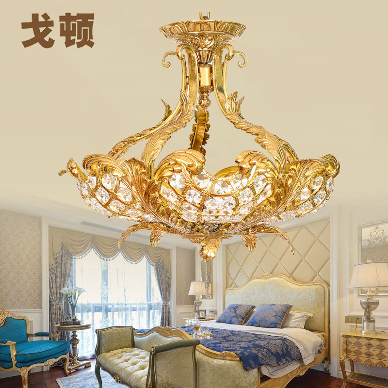 法式全铜吸顶灯脱蜡餐厅卧室书B房欧式走廊入户门厅玄关吊灯水晶