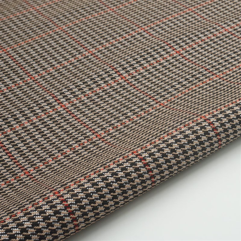 冬季新款毛呢面料单面梭织毛涤混纺面料弹力格子大衣裤子外套布料