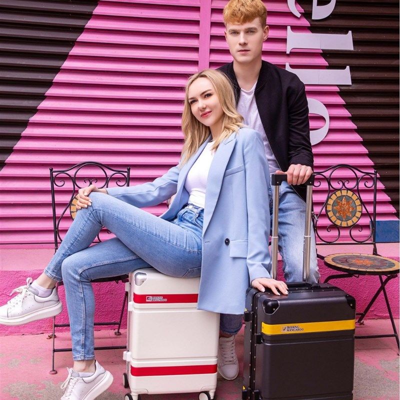 时尚拉杆箱创意干湿分离行李箱铝框静音轮万向轮pc登机箱铝合金