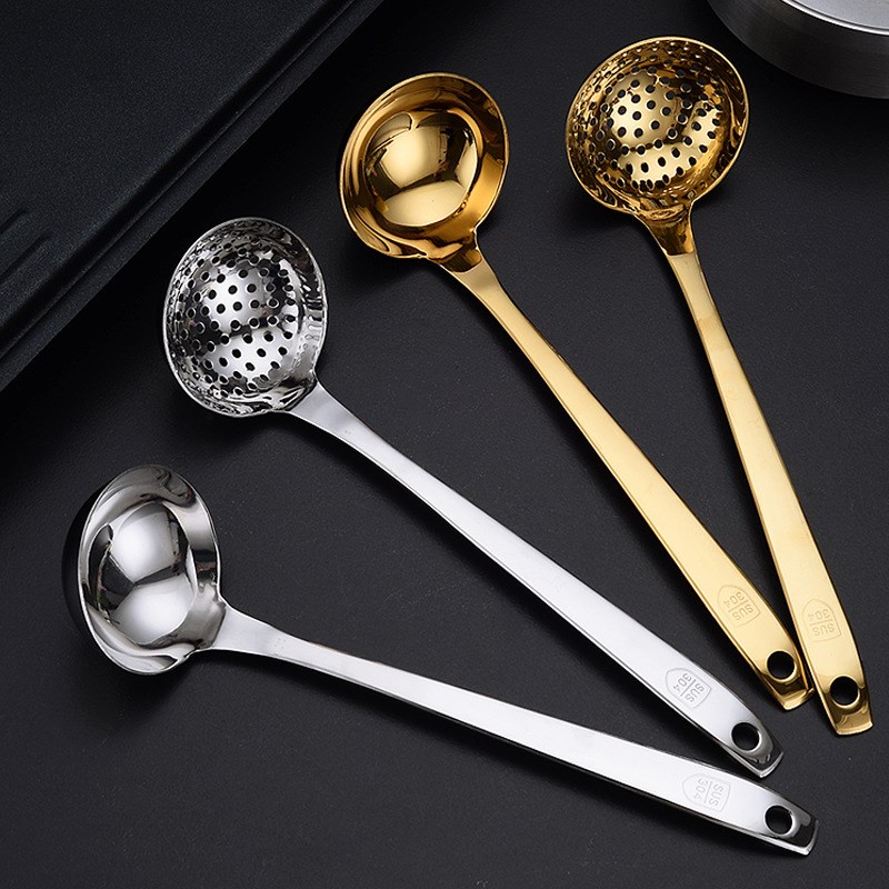 304不锈钢加厚加深汤勺汤漏 饭店家用火锅勺漏公用汤勺汤漏套装