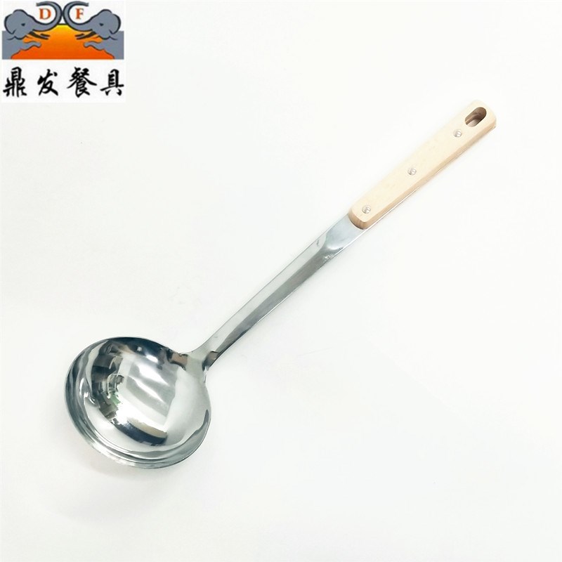 厂家直供 原木铲勺漏铲漏勺 不锈钢家用木柄经典款木把炒菜铲子