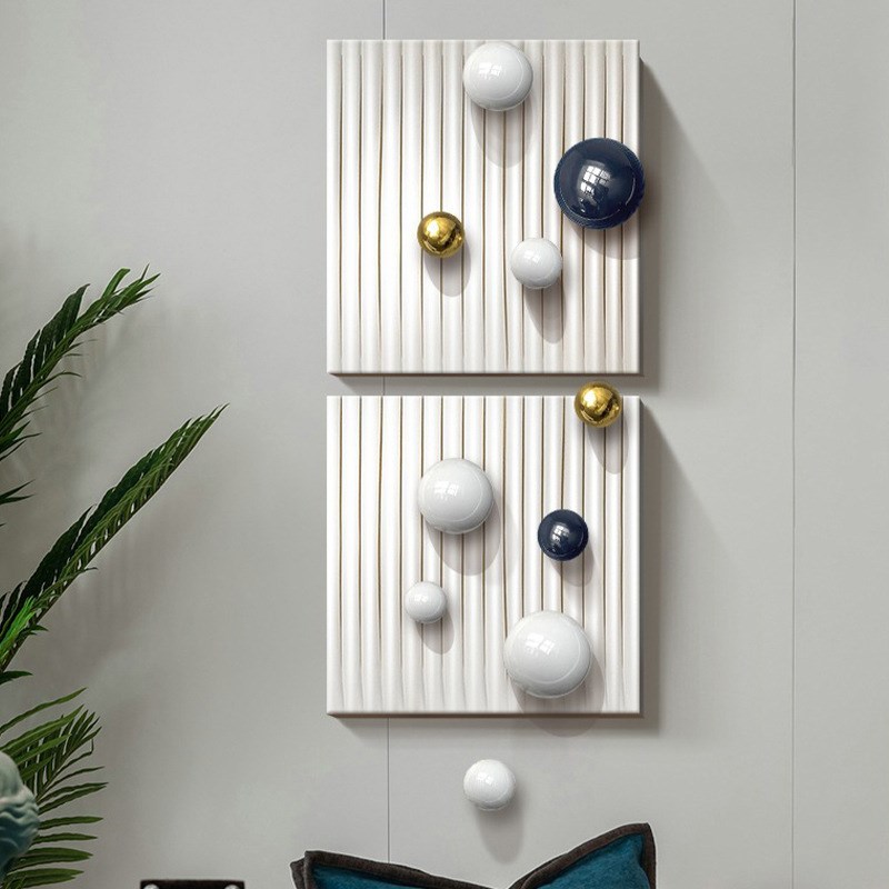 现代餐厅立体皮革装饰画饭厅背景创意实物金属O球壁画个性艺术挂