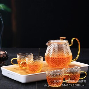 玻璃龙鳞壶套装泡茶功夫茶器电陶炉鱼鳞纹过滤单壶煮茶壶龙香壶