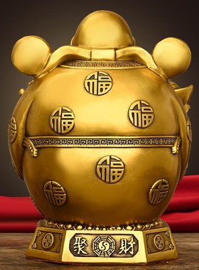 极速多吉缘黄f铜大肚财神爷摆件店铺开业收银台摆放家庭玄关客厅