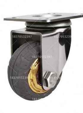 极速厂促新品2021无k痕橡胶yj万向304不锈钢静音橡胶脚轮金灰色减