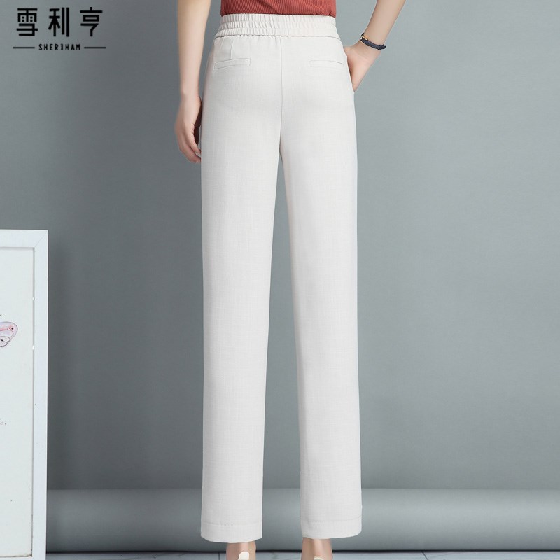 高腰显瘦烟筒裤女202r5春季时尚女裤气质中年女士显腿长腿细裤子