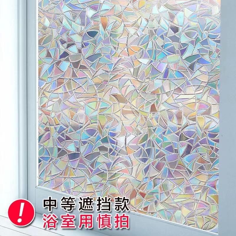 极速玻璃贴e纸窗户磨砂贴纸透光不透明阳台客厅镭射炫彩贴膜防走