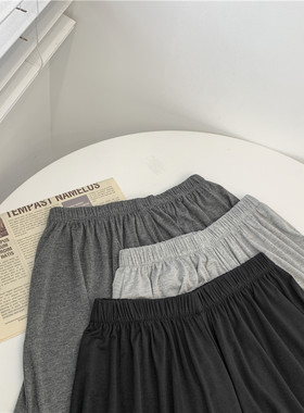 新品莫代尔短裤女夏季新款松紧腰高腰宽松大码阔S腿裤柔软家居休