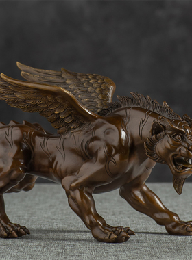 极速纯铜狴犴新中式摆件装饰x品家居客厅办公室茶几纯手工艺术品