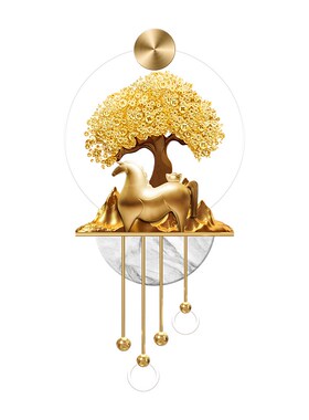 极速马上有钱入i户玄关装饰画轻奢发财树走廊壁画灯客厅格栅背景