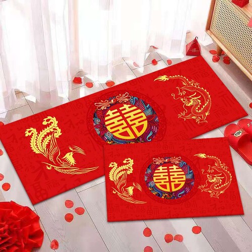 新品结婚地垫f进门家用喜字红色喜庆门垫婚礼婚房地毯门口垫子防