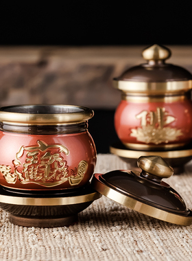 新品纯铜圣水杯大小号佛寺家用观音财神关M公供佛杯供水杯招财净