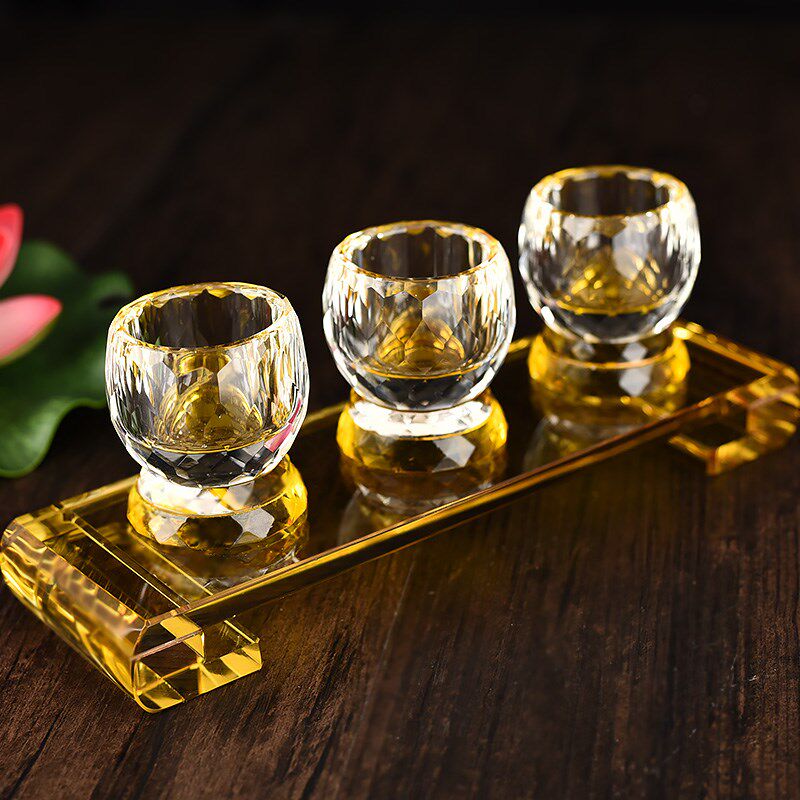 新品供佛杯供水杯供佛水杯供杯圣水杯净水杯N佛具台湾水晶切面贡