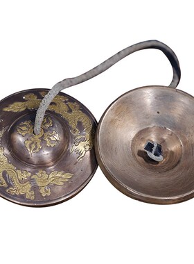 新品纯铜碰铃尼j泊尔手工双龙金刚杵撞铃声音清脆民族用品乐器铜