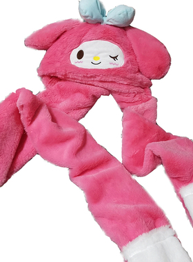 新品冬季可爱卡通毛绒帽子美乐蒂恶魔围巾手N套软妹子一体保暖围