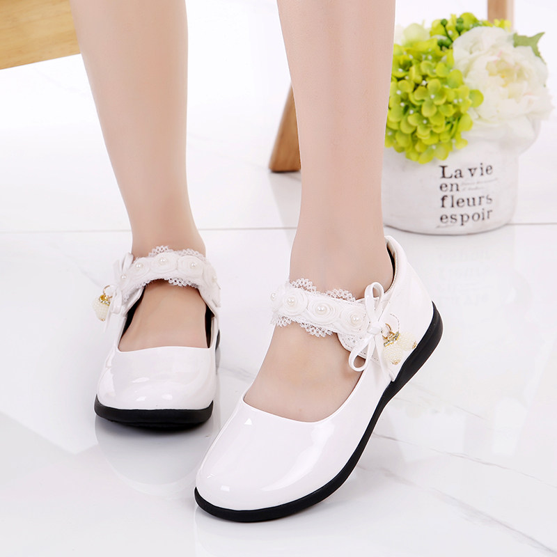 新品女童皮鞋平底软底黑色中大童白红色单鞋N公主鞋小学生表演出