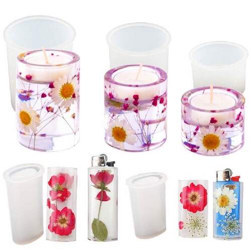 极速5pcs Silicone Mqold Candle Holder Mould Coaster Mold